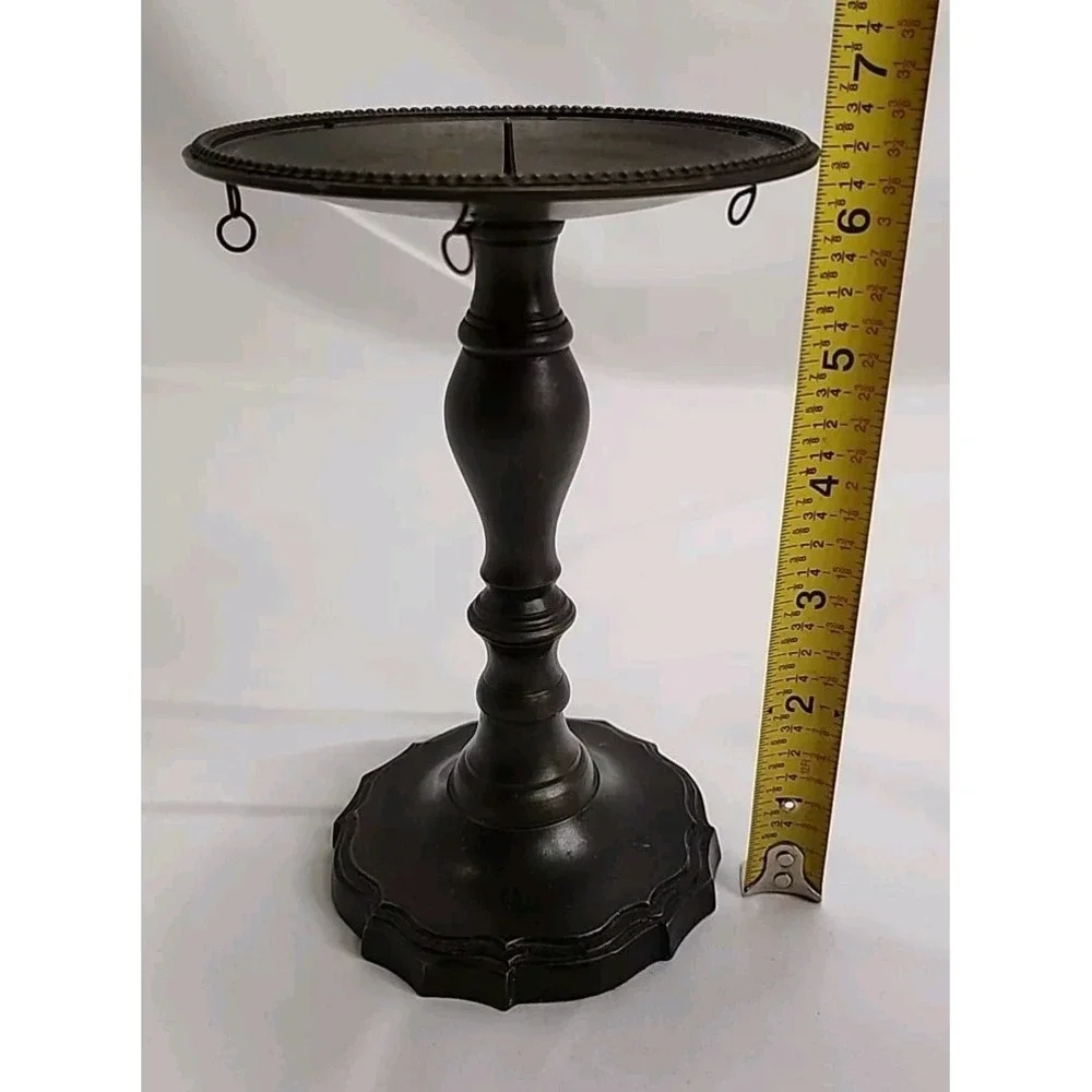 VTG Candle Holder Drip Protector ~ 6.5'~ Made in India ~Gothic Flower Style Base